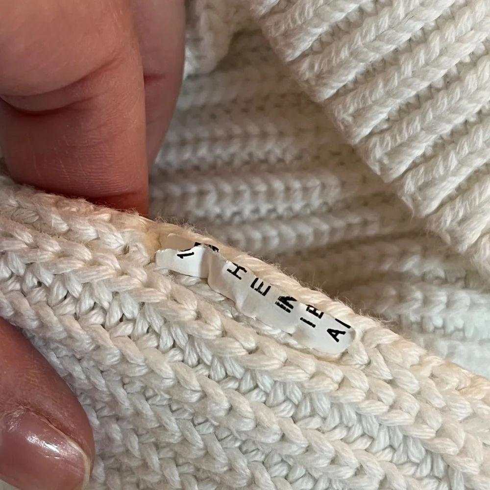 Zara Cotton Sweater, Mock Neck, Classic White, Medium - Picture 8 of 8